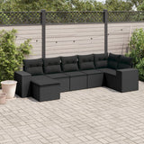 vidaXL 7-delige Loungeset met kussens poly rattan zwart