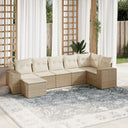 vidaXL 7-delige Loungeset met kussens poly rattan zwart