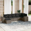 vidaXL 7-delige Loungeset met kussens poly rattan zwart