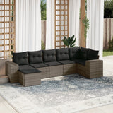 vidaXL 7-delige Loungeset met kussens poly rattan zwart