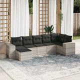 vidaXL 7-delige Loungeset met kussens poly rattan zwart