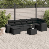 vidaXL 7-delige Loungeset met kussens poly rattan zwart
