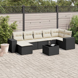 vidaXL 7-delige Loungeset met kussens poly rattan zwart