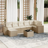 vidaXL 7-delige Loungeset met kussens poly rattan zwart