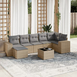 vidaXL 7-delige Loungeset met kussens poly rattan zwart