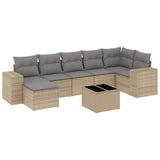 vidaXL 7-delige Loungeset met kussens poly rattan zwart