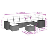 vidaXL 7-delige Loungeset met kussens poly rattan zwart