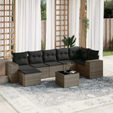 vidaXL 7-delige Loungeset met kussens poly rattan zwart