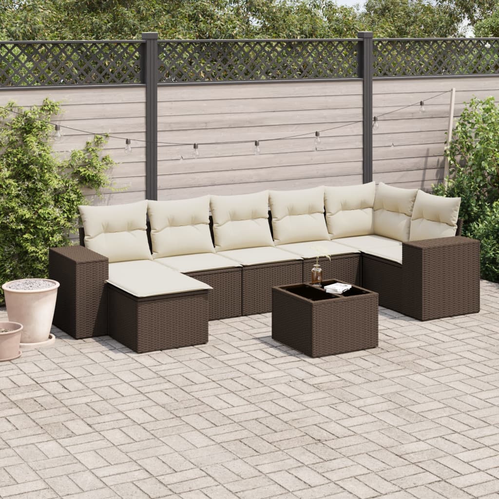 vidaXL 7-delige Loungeset met kussens poly rattan zwart