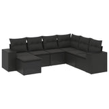 vidaXL 7-delige Loungeset met kussens poly rattan zwart