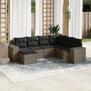 vidaXL 7-delige Loungeset met kussens poly rattan zwart