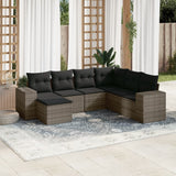 vidaXL 7-delige Loungeset met kussens poly rattan zwart