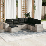 vidaXL 7-delige Loungeset met kussens poly rattan zwart