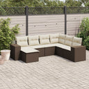 vidaXL 7-delige Loungeset met kussens poly rattan zwart