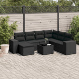 vidaXL 7-delige Loungeset met kussens poly rattan zwart