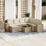 vidaXL 7-delige Loungeset met kussens poly rattan zwart