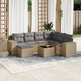 vidaXL 7-delige Loungeset met kussens poly rattan zwart