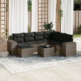 vidaXL 7-delige Loungeset met kussens poly rattan zwart