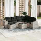 vidaXL 7-delige Loungeset met kussens poly rattan zwart
