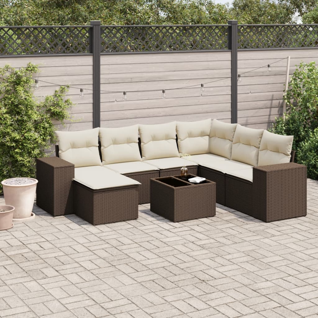 vidaXL 7-delige Loungeset met kussens poly rattan zwart