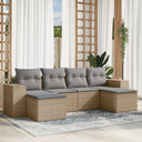 vidaXL 6-piece Lounge Set with Cushions Poly Rattan Black