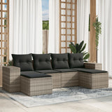vidaXL 6-piece Lounge Set with Cushions Poly Rattan Black