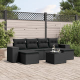 vidaXL 6-piece Lounge Set with Cushions Poly Rattan Black