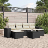vidaXL 6-piece Lounge Set with Cushions Poly Rattan Black