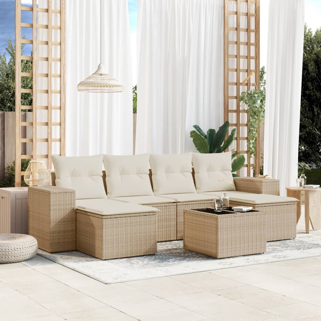 vidaXL 6-piece Lounge Set with Cushions Poly Rattan Black
