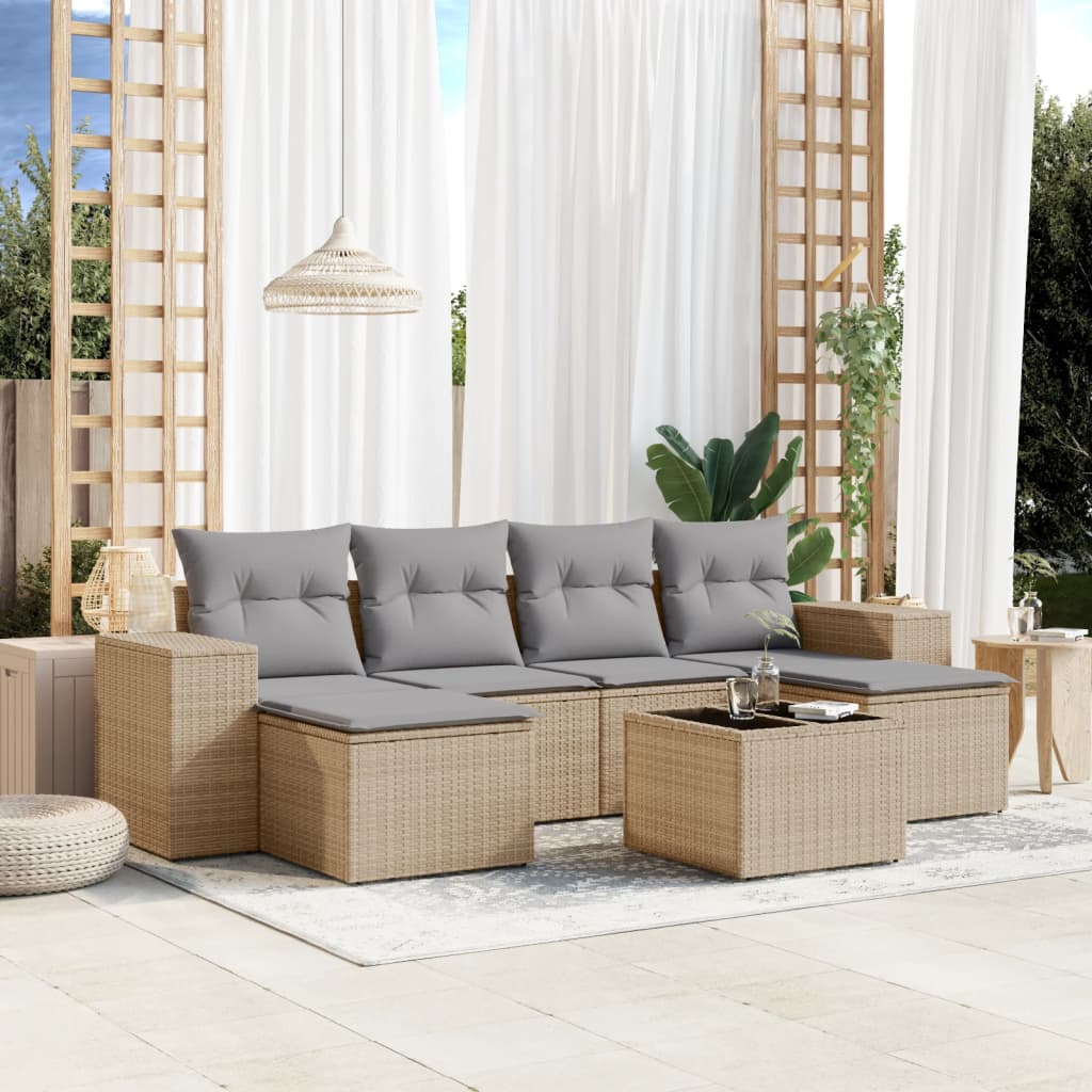 vidaXL 6-piece Lounge Set with Cushions Poly Rattan Black