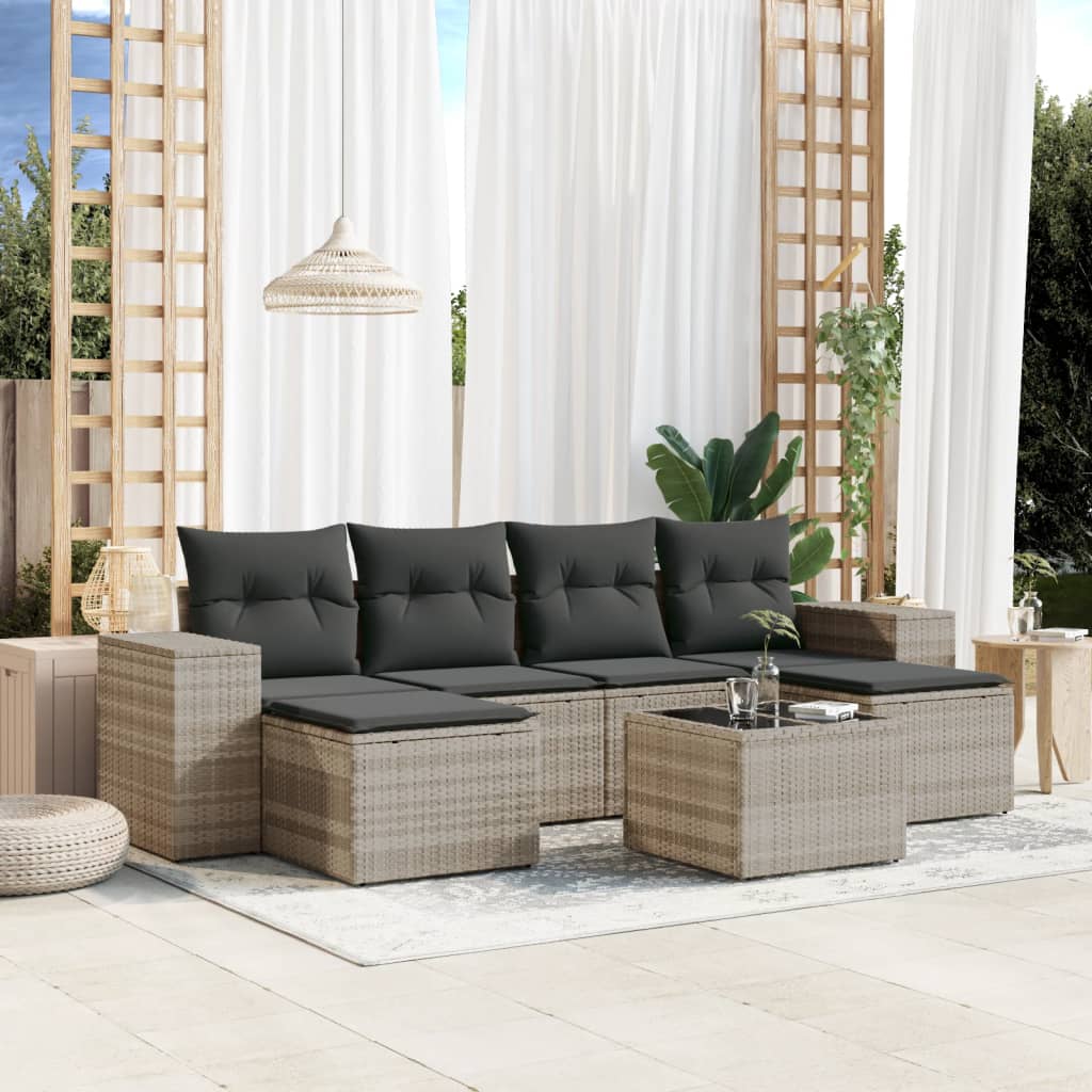 vidaXL 6-piece Lounge Set with Cushions Poly Rattan Black