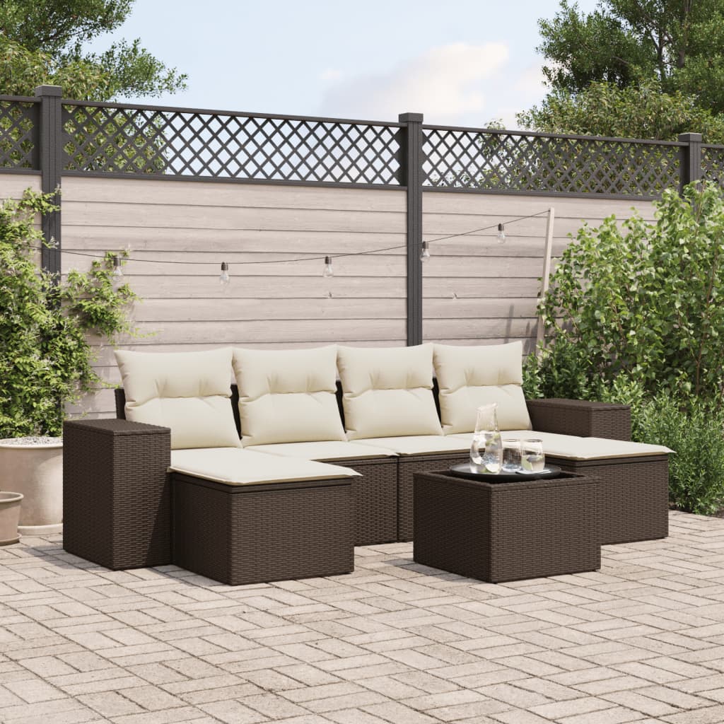 vidaXL 6-piece Lounge Set with Cushions Poly Rattan Black