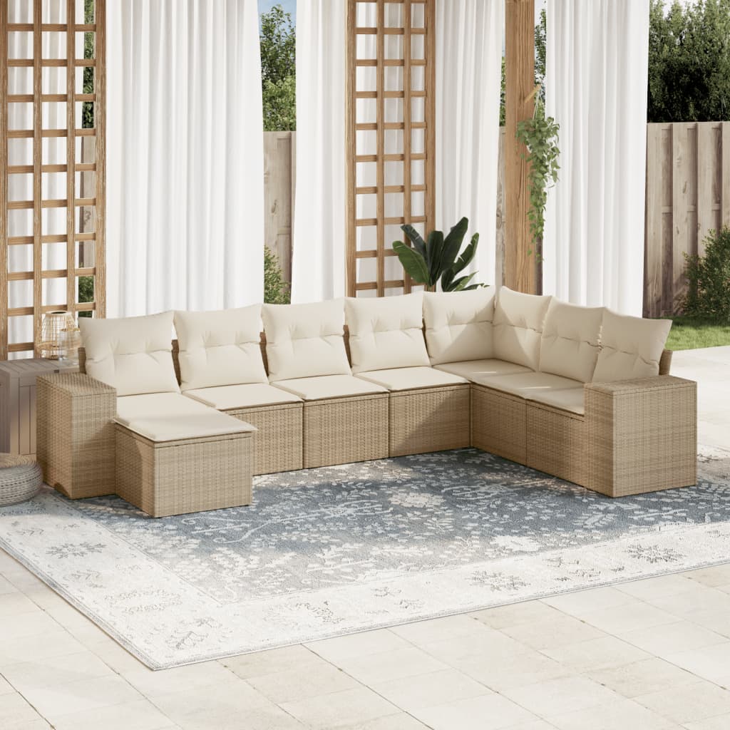 vidaXL 8-delige Loungeset met kussens poly rattan zwart