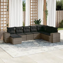 vidaXL 8-delige Loungeset met kussens poly rattan zwart