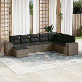 vidaXL 8-delige Loungeset met kussens poly rattan zwart