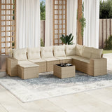 vidaXL 8-delige Loungeset met kussens poly rattan zwart
