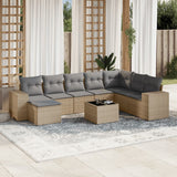 vidaXL 8-delige Loungeset met kussens poly rattan zwart