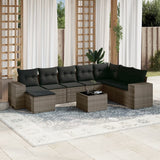 vidaXL 8-delige Loungeset met kussens poly rattan zwart