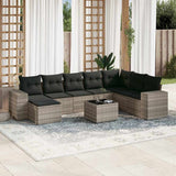 vidaXL 8-delige Loungeset met kussens poly rattan zwart