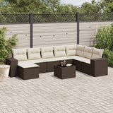 vidaXL 8-delige Loungeset met kussens poly rattan zwart