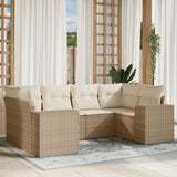 vidaXL 6-delige Loungeset met kussens poly rattan zwart