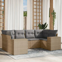 vidaXL 6-delige Loungeset met kussens poly rattan zwart