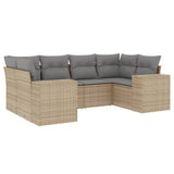 vidaXL 6-delige Loungeset met kussens poly rattan zwart