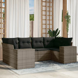 vidaXL 6-delige Loungeset met kussens poly rattan zwart