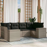 vidaXL 6-delige Loungeset met kussens poly rattan zwart