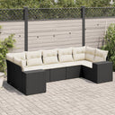vidaXL 7-delige Loungeset met kussens poly rattan zwart