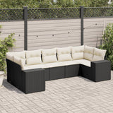vidaXL 7-delige Loungeset met kussens poly rattan zwart