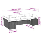 vidaXL 7-delige Loungeset met kussens poly rattan zwart