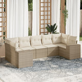 vidaXL 7-delige Loungeset met kussens poly rattan zwart