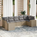 vidaXL 7-delige Loungeset met kussens poly rattan zwart